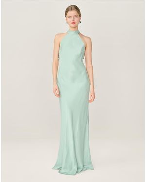 OMNES Dresses Milos Halterneck Maxi Dress With Sash Detail - Green