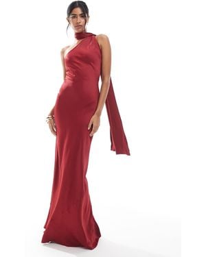 Maids To Measure Bridesmaid Multiway Scarf Neck Maxi Dress - Red