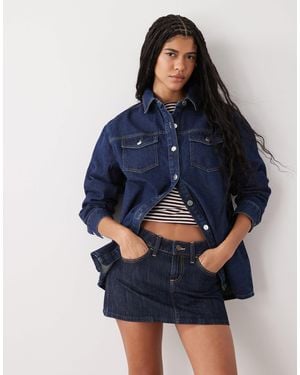 Miss Selfridge Long Sleeve Easy Denim Shirt - Blue