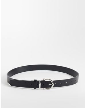New Look Cintura Nera Con Fibbia Dorata - Grigio