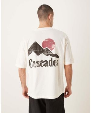 ASOS Oversized T-Shirt Met Grafische Cascades-Print - Naturel