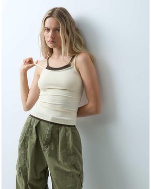 JJXX Top Canotta A Doppio Strato Color Crema - Verde