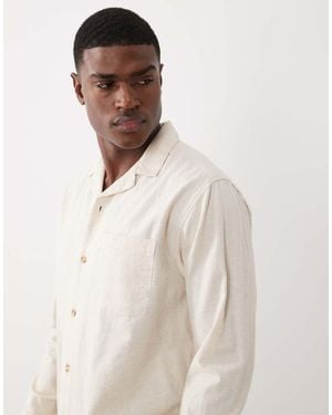 ASOS Co-Ord Relaxed Revere Shirt With Linen - Natural