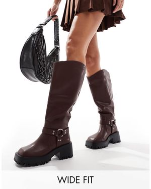 Raid Wide Fit Ultra Biker Knee Boots With Square Toe - Black
