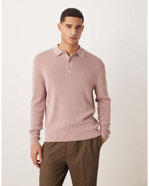 ASOS Relaxed Knitted Polo - Pink