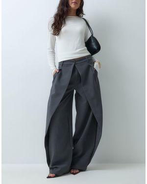 CERNUCCI Barrel Leg Double Pleat Trousers Co-ord - Grey