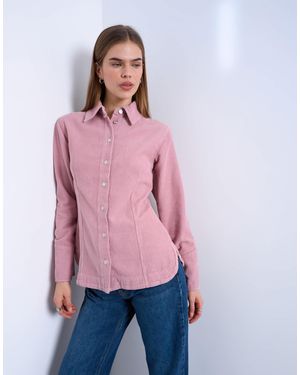 TOPSHOP Denim 70s Collar Shirt - Red