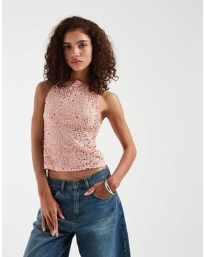 Motel Dudley Sequin Knit Singlet - Blue