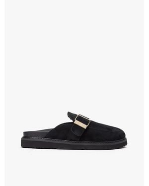 Tommy Hilfiger Th Monogram Buckle Suede Mules - White
