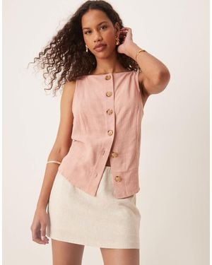 Abercrombie & Fitch – drapierter leinenskort - Natur