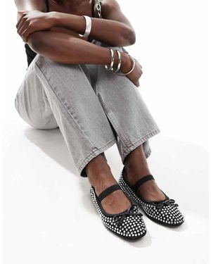New Look Embellished Ballet Flats - Grey