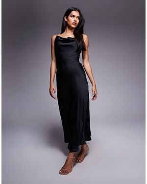 New Look Satin Cowl Neck Midi Dress - Blue