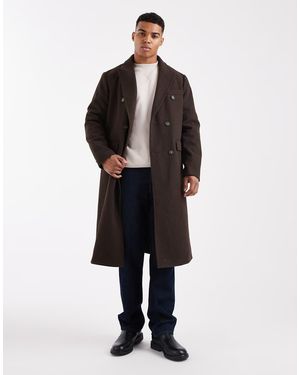 New Look Double-breasted Faux-wool Coat - Black