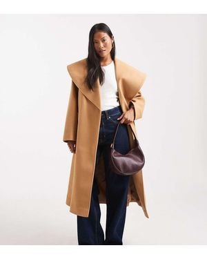 Miss Selfridge Cappotto Elegante A Portafoglio Color Cammello - Marrone