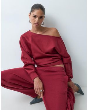 ASOS Slash Neck Batwing Sweatshirt - Red