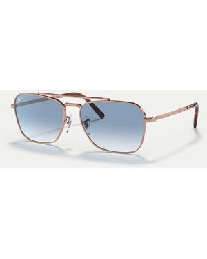 Ray-Ban Gafas De Sol Dorado Rosado Cuadradas Con Lentes Azules New Caravan De
