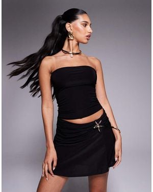 Fashionkilla Double Sculpted Slinky Bandeau Top - Black