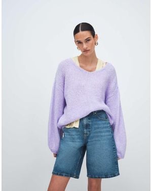 Jdy Oversized Reversible Knit Jumper - Purple
