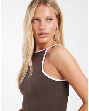 Noisy May Contrast Trim Top Co-ord - Brown