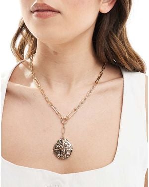 Accessorize Coin Large Chain Necklace - Natural