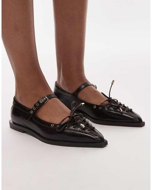 Bronx Laur-ynn Tie Detail Leather Ballet Flat - Multicolour