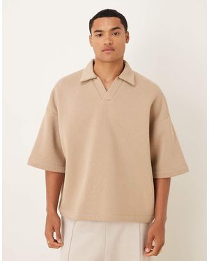 ASOS Extreme Oversized Three Quarter Sleeve Polo - Natural