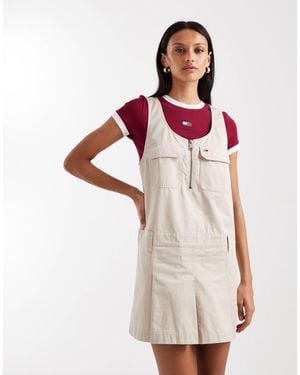 Tommy Hilfiger Pinafore Pleated Mini Dress - White