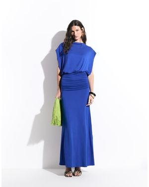 Gina Tricot Dropped Waist Maxi Dress - Blue