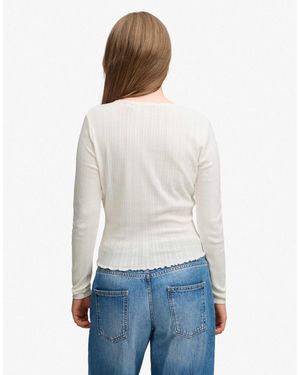Superdry – athletic – basic-strickjacke aus pointelle - Blau