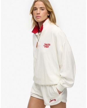 Superdry – heritage – frottee-sweatshirt - Weiß