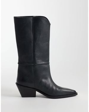 ASOS Cael - bottes à enfiler style western en cuir - Noir