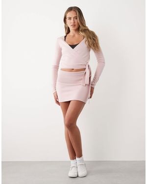 BO+TEE Bo+tee Foldover Waistband Mid Rise Mini Skirt - Pink