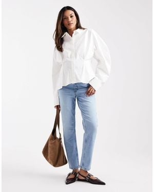 ASOS Asos Design Maternity Slim Fit Comfort Mom Jeans - Blue