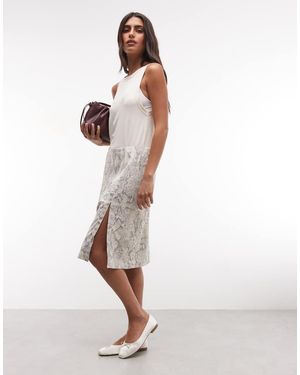 Monki Falda Hasta La Rodilla Con Estampado De Serpiente-Marrón - Blanco