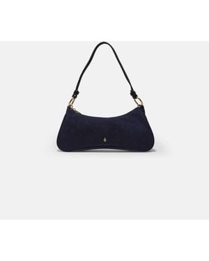 Stradivarius 100% Leather Moon Crossbody Bag - Blue