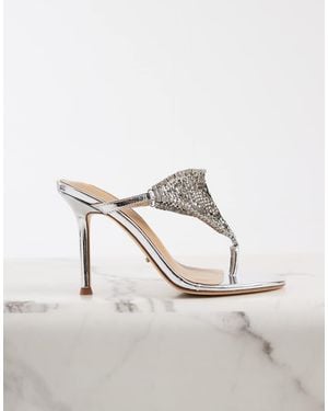 Tony Bianco Demure Embellished Toe Thong Sandals - Brown