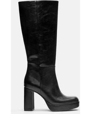 Pull&Bear Plateaulaarzen Met Hoge Hakken - Zwart