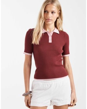 ONLY Contract Collar Knitted Polo - Red