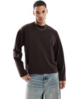 ASOS Heavyweight Oversized Boxy T-shirt With Long Sleeves - Black