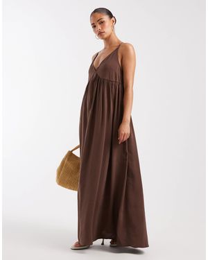 Only Petite V-Neck Maxi Dress - Brown
