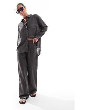 ONLY Linen Blend Wide Leg Trousers Co-Ord - Black