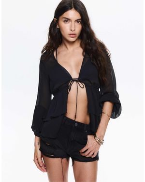 Pull&Bear – jeansshorts - Schwarz