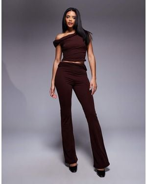 ASOS Mix & Match Twisted Waist Flare Trousers - Purple