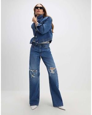 River Island Relaxed Straight Ripped Jeans - Blue
