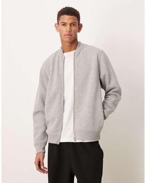ASOS Jersey Zip-Through Bomber Jacket - Natural