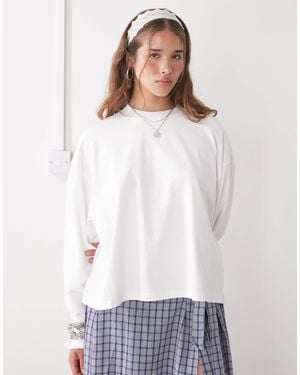 Lioness Bloom Cotton Long Sleeve Crew Neck Boxy T-shirt - White