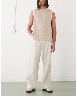 KTZ Ny Yankees Wide Leg Chino Trousers - Natural