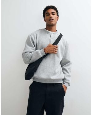 ASOS Maglia Relaxed Girocollo Con Abbottonatura A Pressione Mélange - Grigio