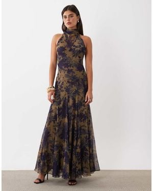 ASOS Volumineuze Halter Maxi Jurk Met Sjaal - Wit