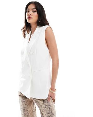 Pimkie Blazer Senza Maniche Taglio Lungo Sartoriale - Bianco